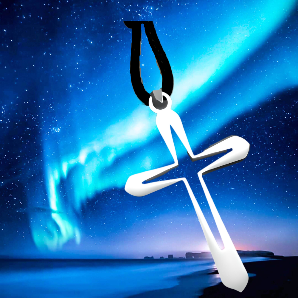 1 Dije Activado de Cruz para Obtener Justicia Divina 45x25mm Acero Inoxidable en Collar de Piel [-40% ]